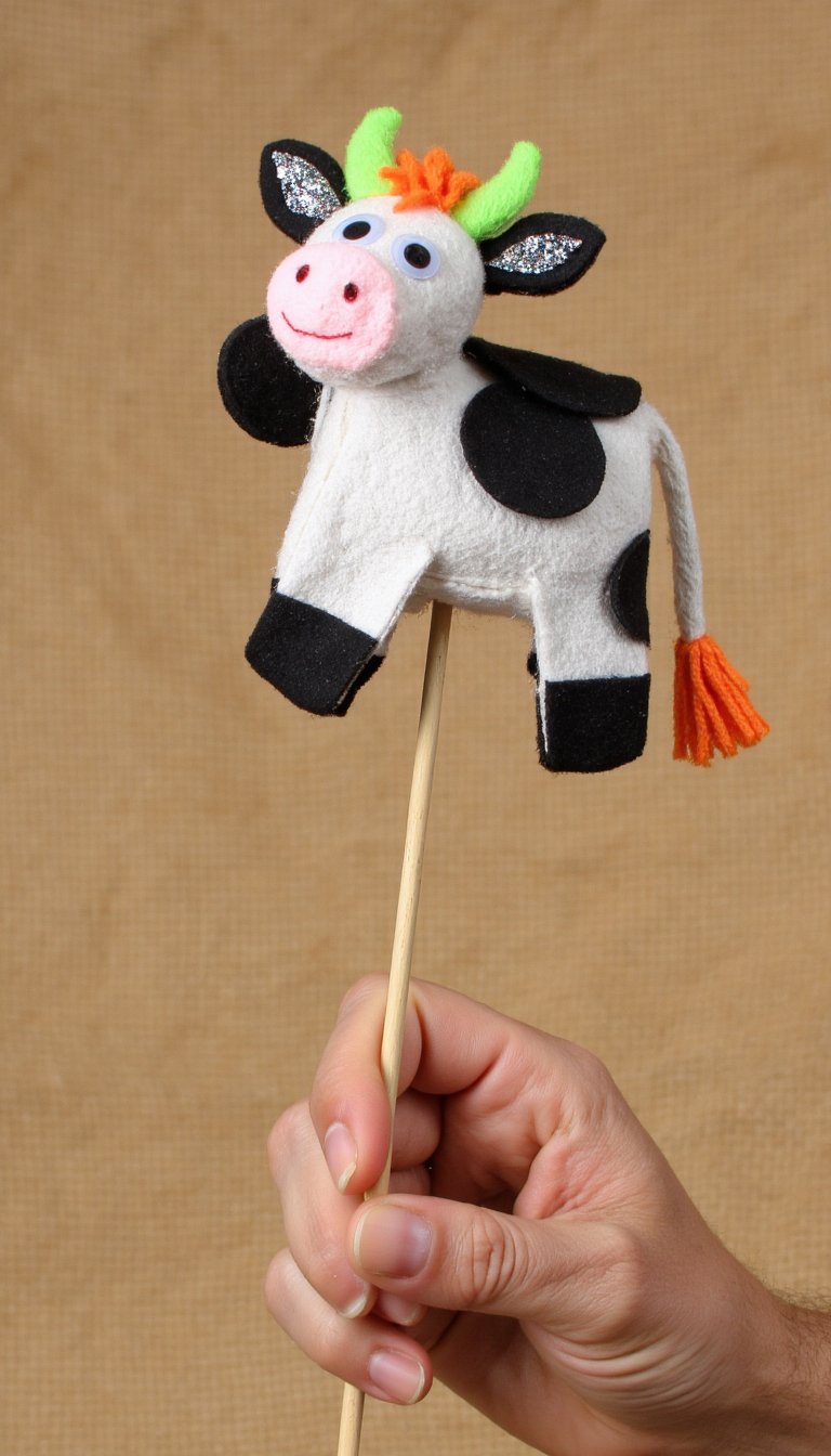 7. Cow Puppet on a Stick