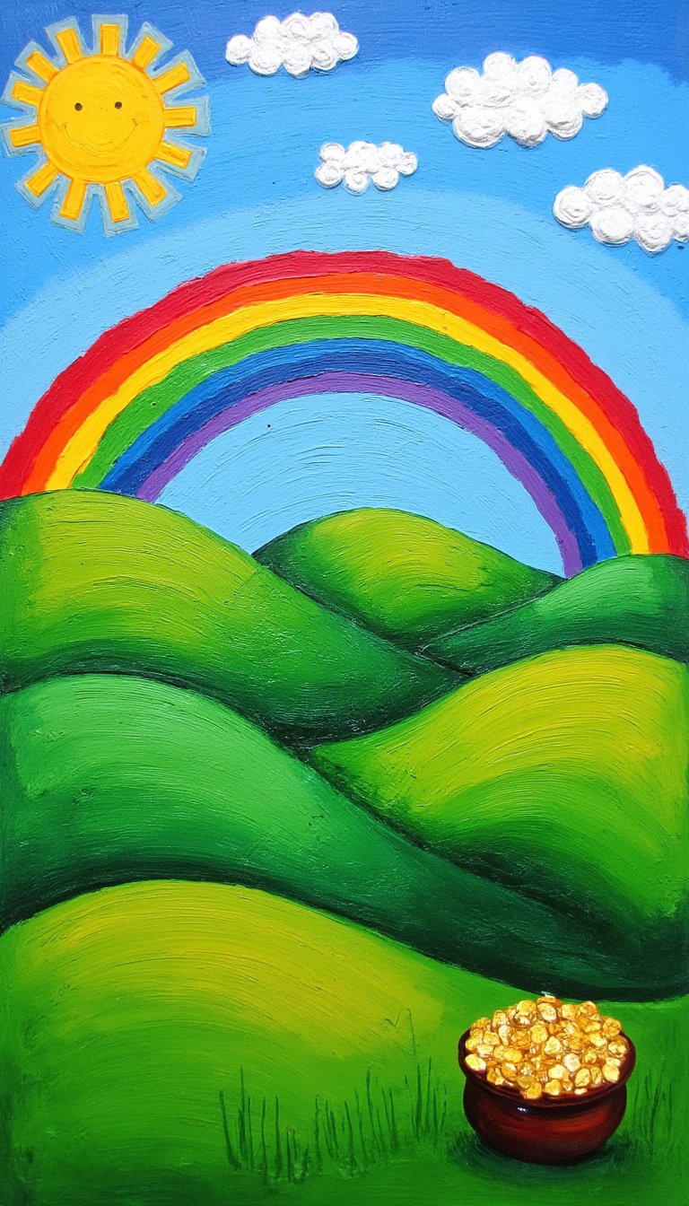 10. Rainbow Landscape with a Pot of Gold
