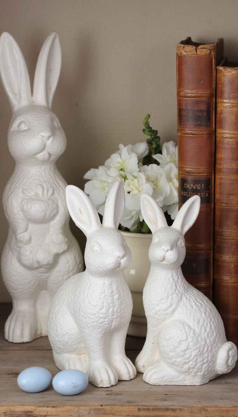 9. Whitewashed or Chalk-Painted Bunnies