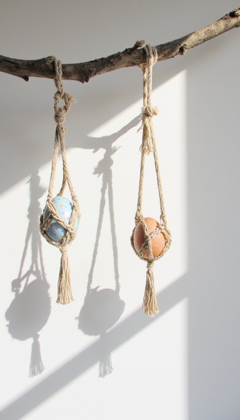 8. Hanging Macramé Egg Holders