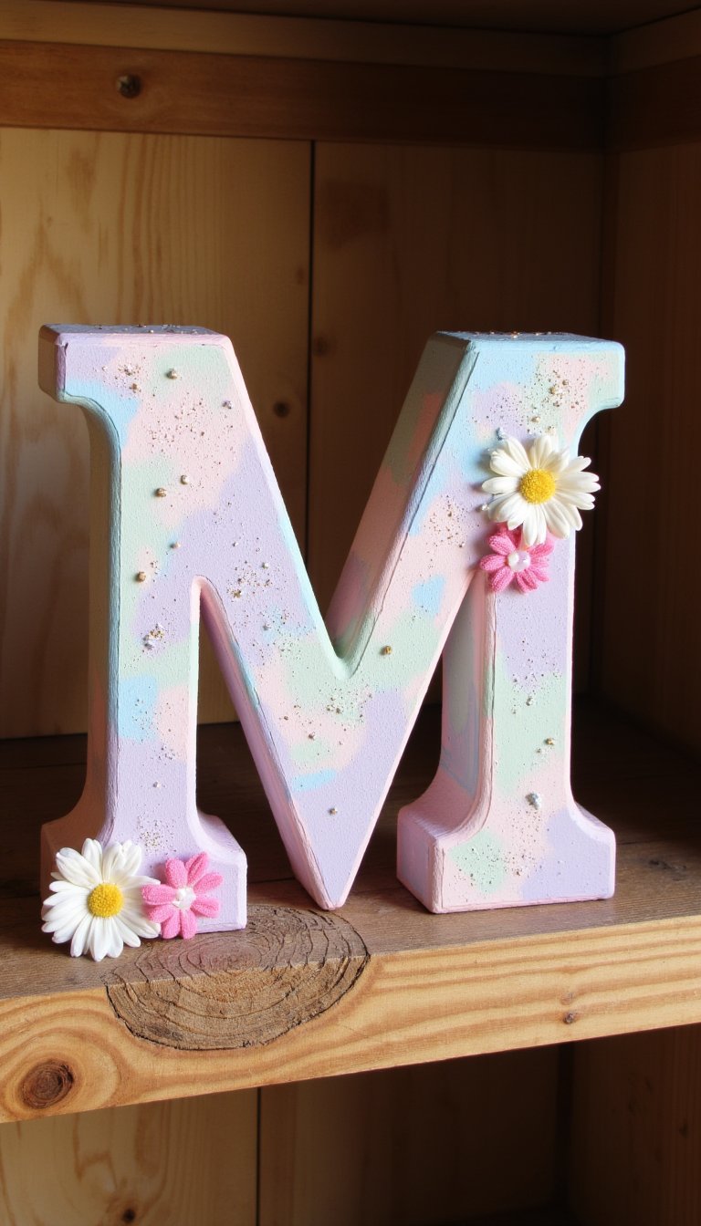13. Painted Wooden Letter "M"