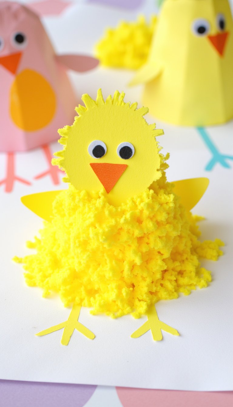 1. Fork-Painted Easter Chicks