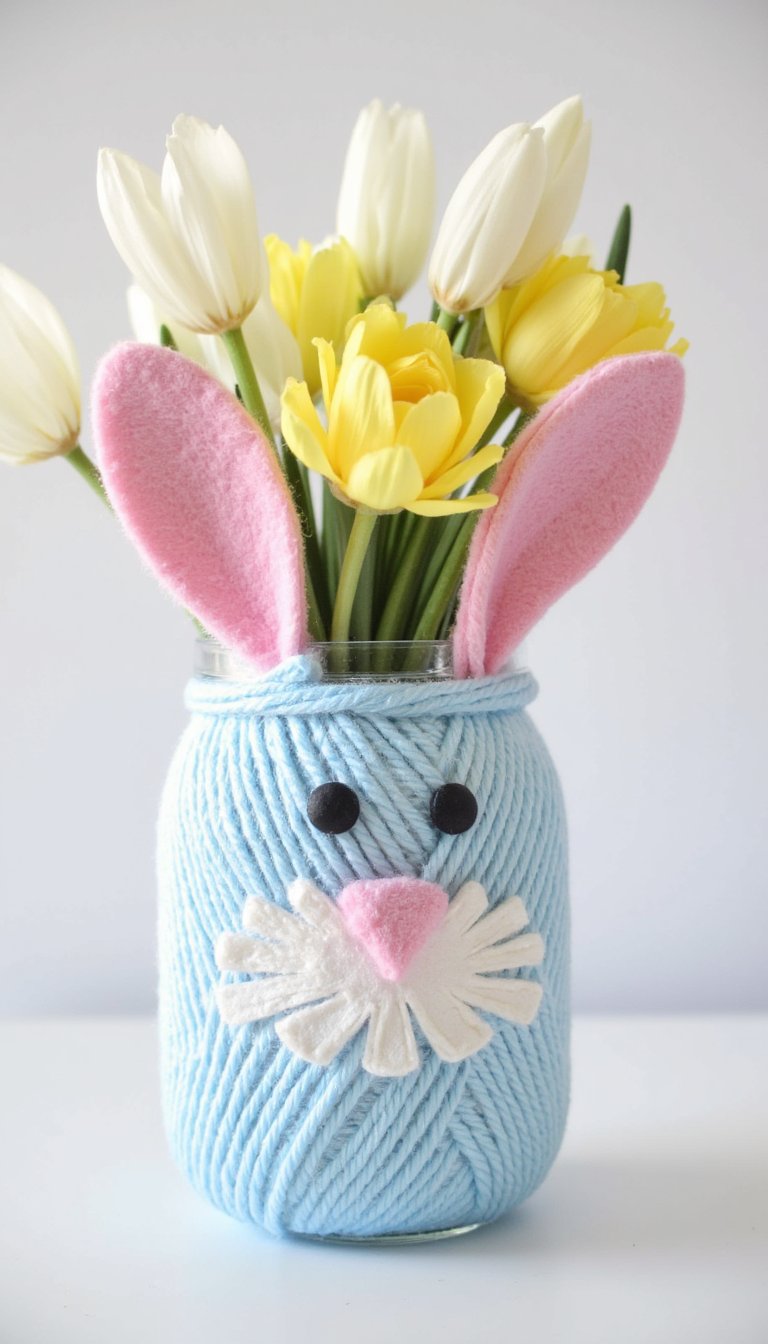 2. Yarn-Wrapped Bunny Vases