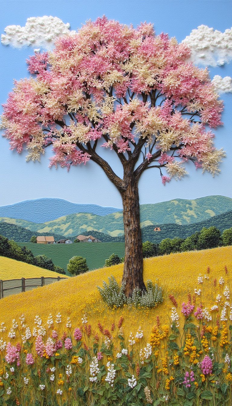 21. A Mixed-Media Landscape Painting