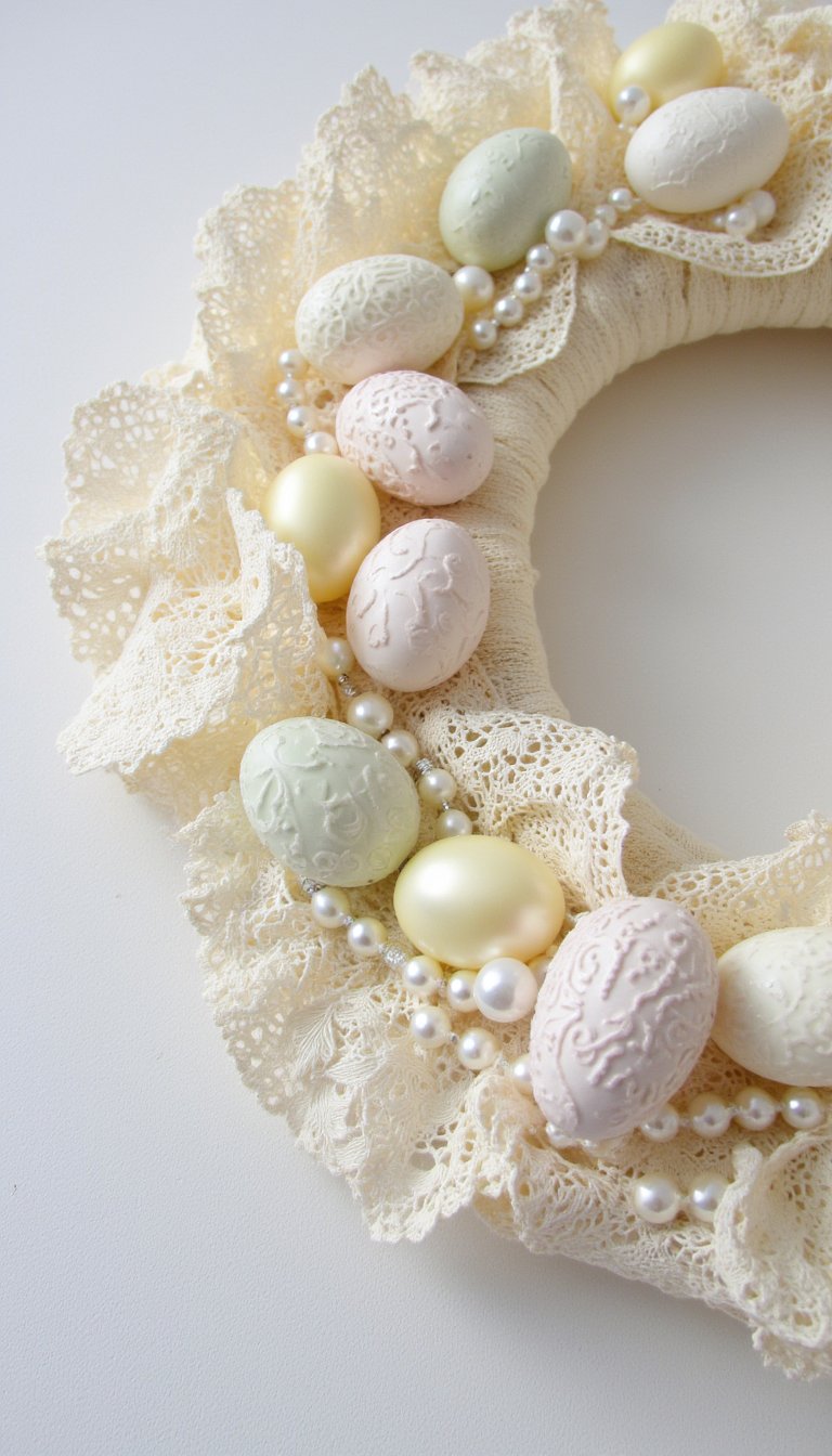 14. Vintage Lace & Pearl Wreath