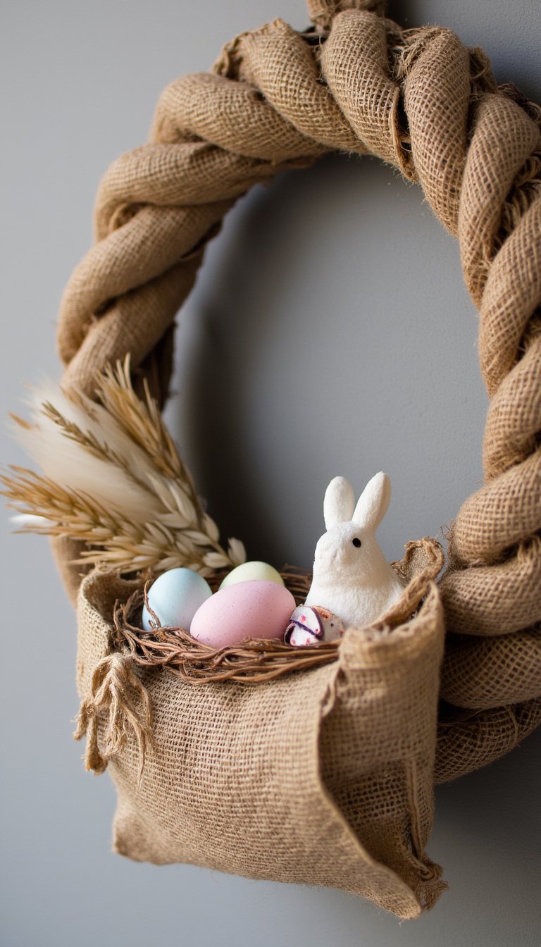 6. A Rustic Burlap and Chicken Wire Design