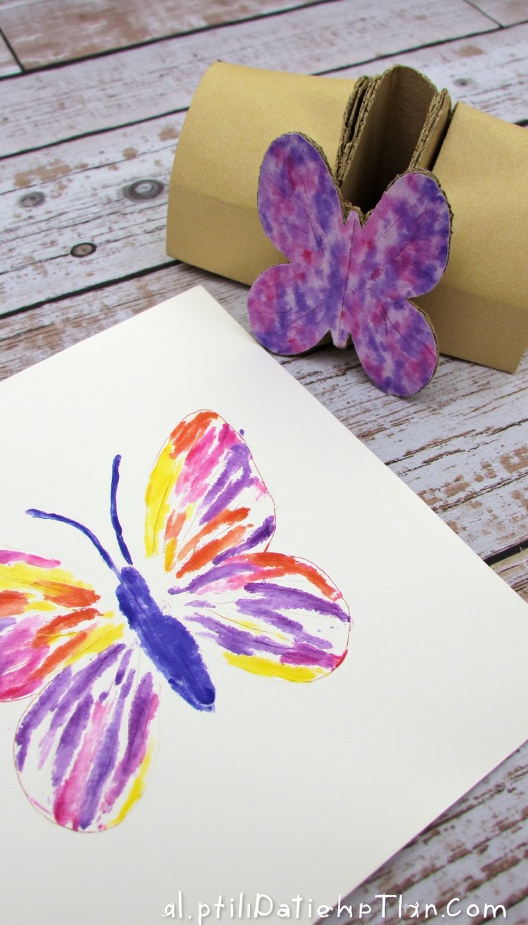 7. Toilet Paper Roll Stamp Butterfly