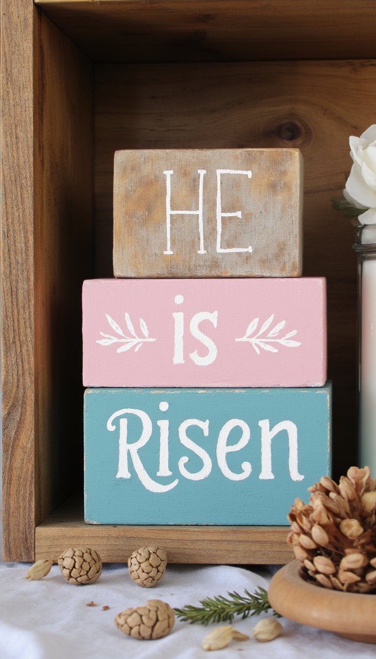 23. "He Is Risen" Wood Block Art