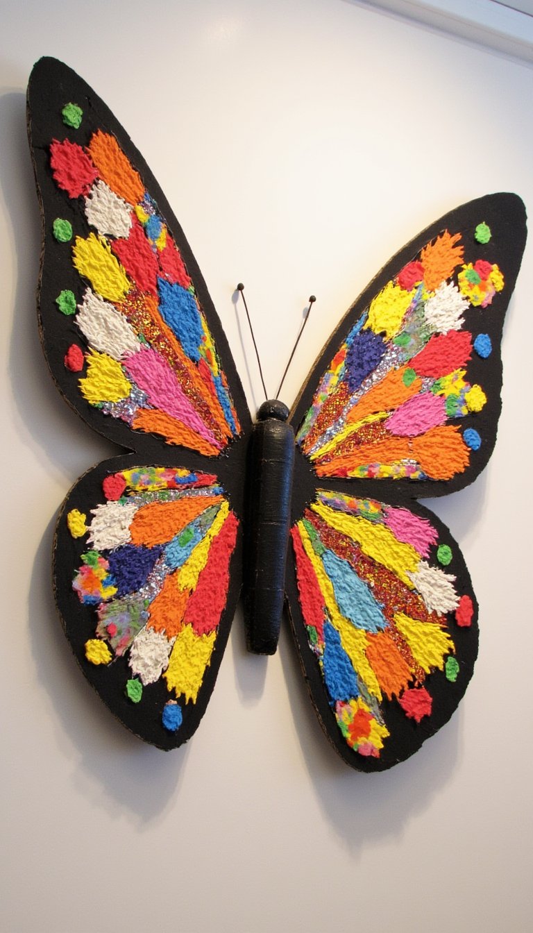9. Giant Cardboard Butterfly Wall Art