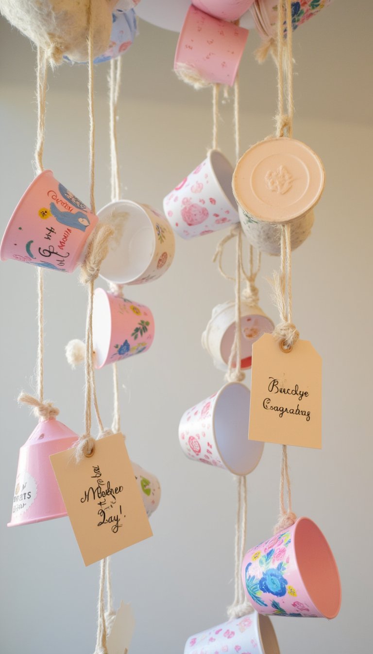 4. Hanging Paper Tea Cup Mobile