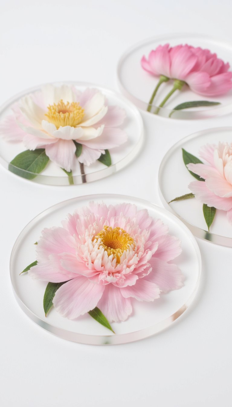 4. Elegant Pressed Flower Coasters