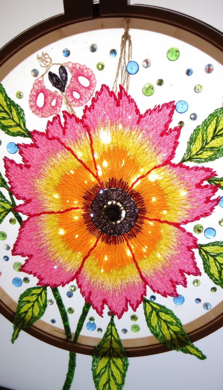 15. Embroidery Hoop Sun Catcher with Beads