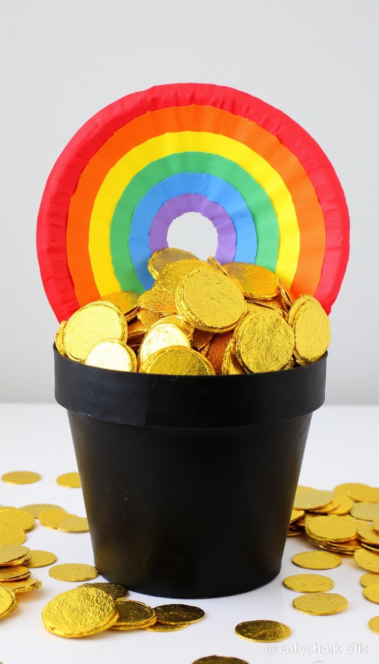 2. Rainbow Paper Plate Pot of Gold