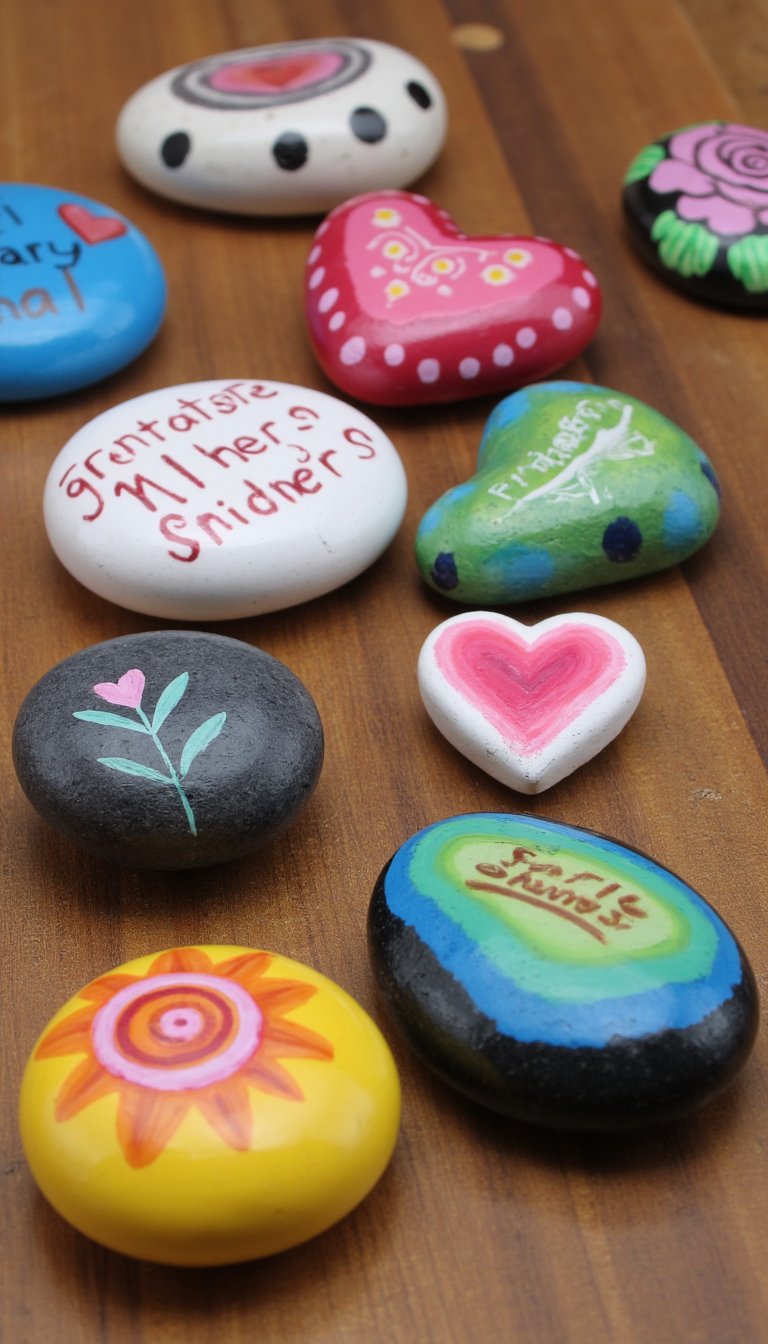 8. Painted Rock Paperweights & Kindness Stones
