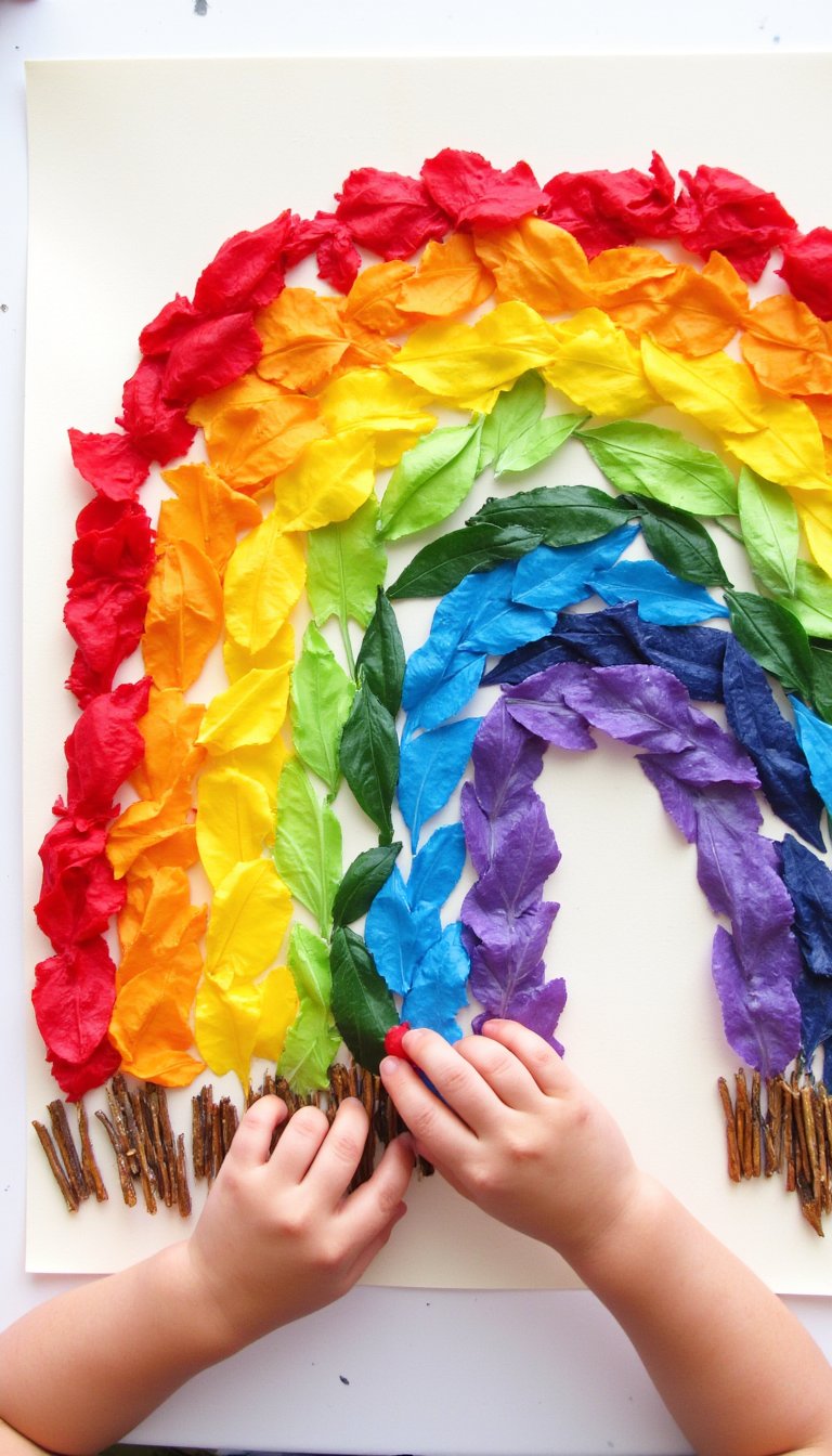 9. Rainbow Collage with Nature Treasures