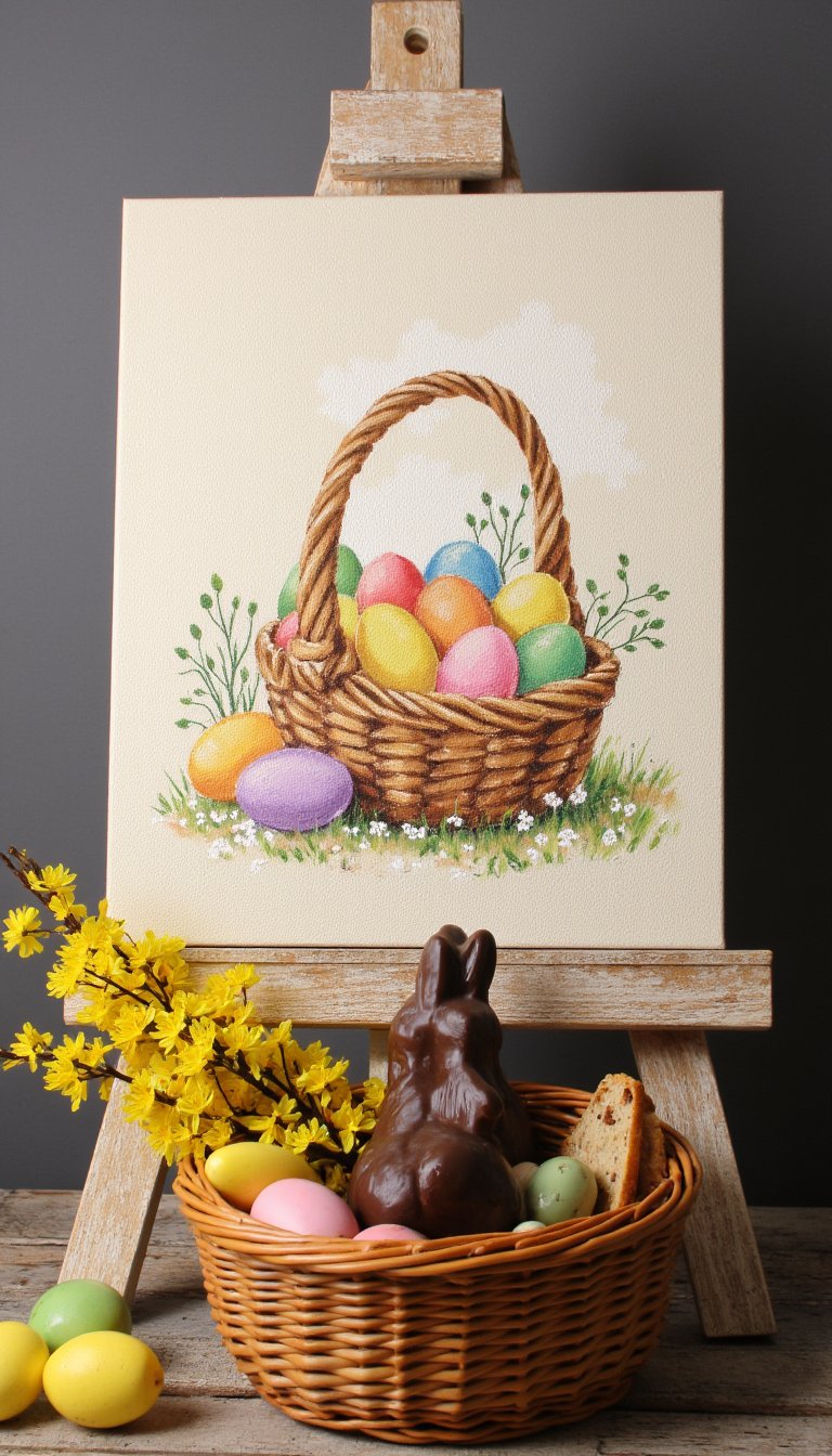 16. A Rustic Basket of Easter Treats