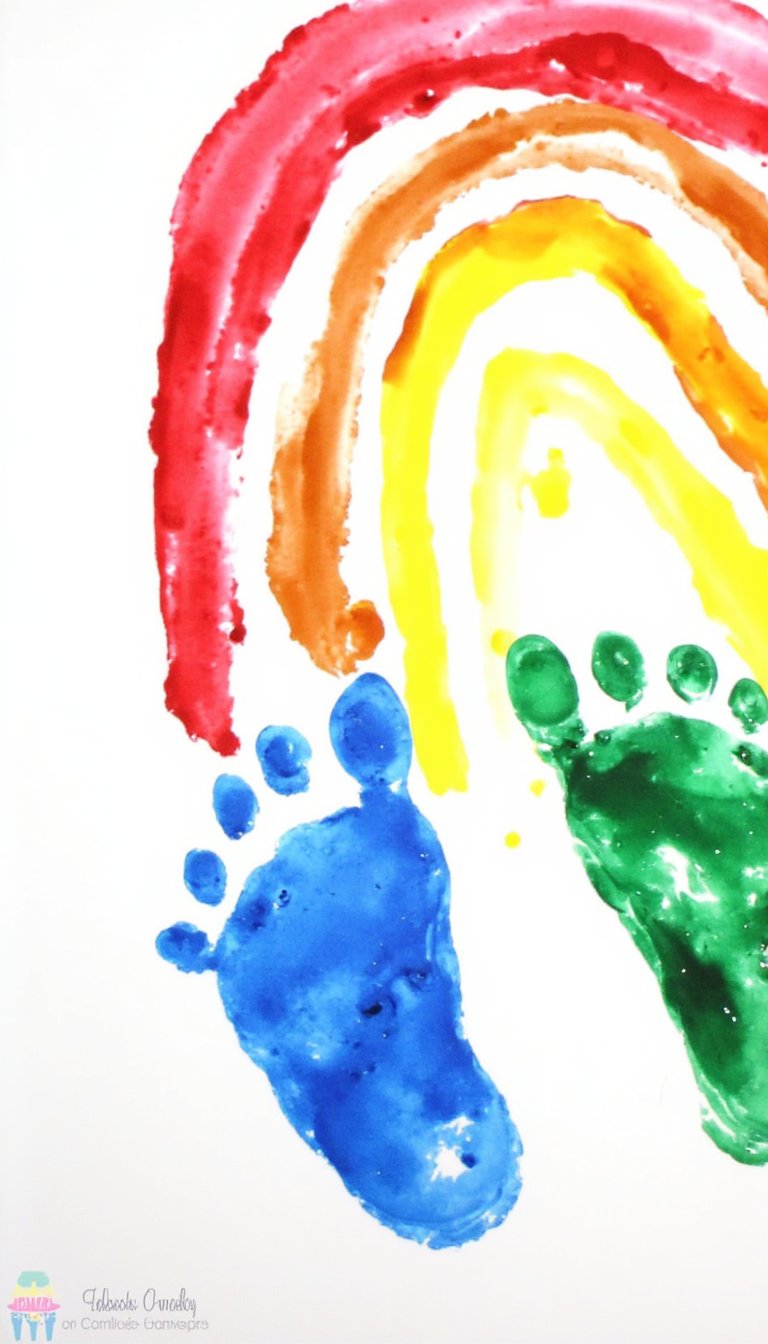 23. Rainbow Footprint Art