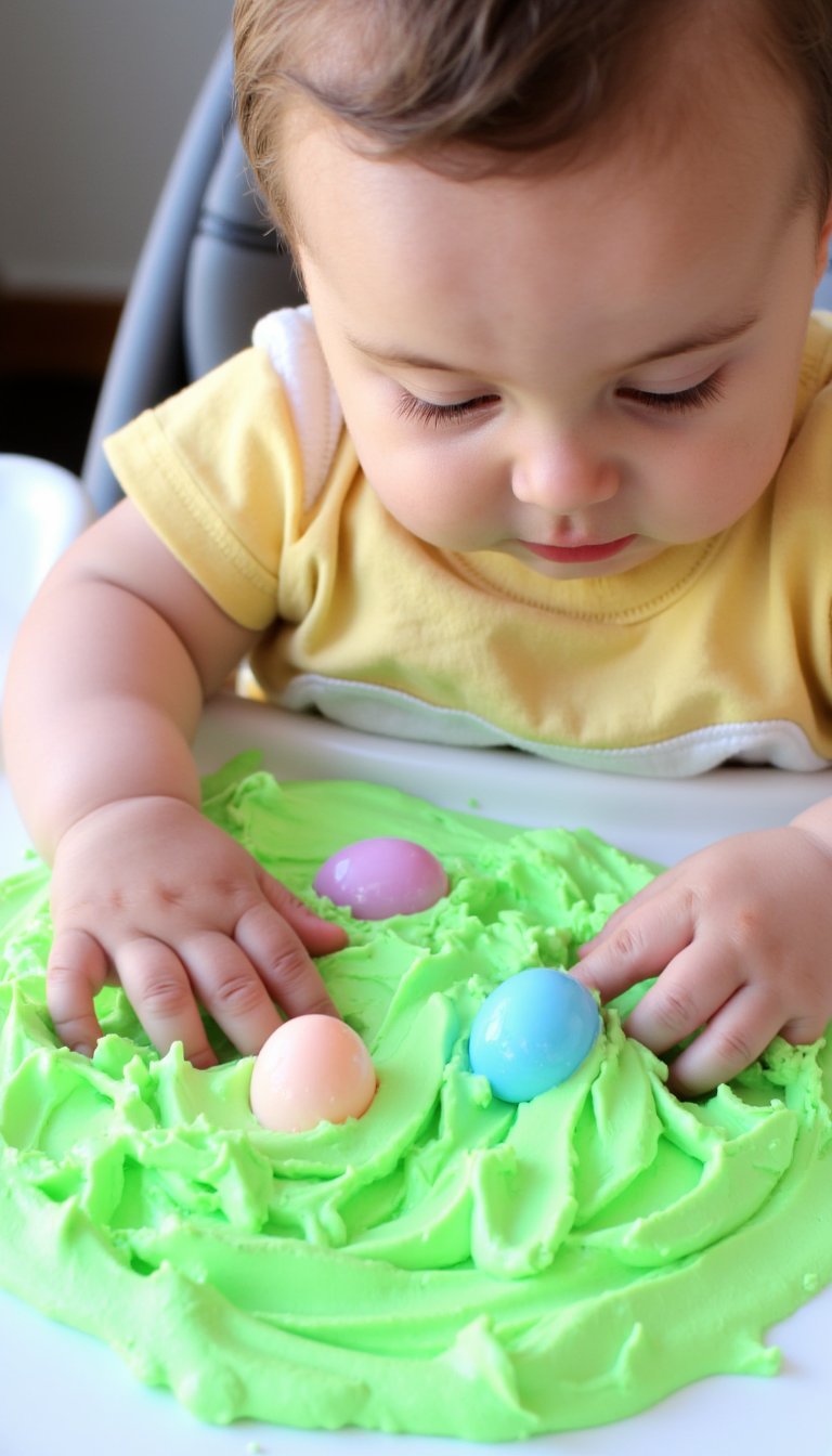 10. Whipped Cream "Grass" Tummy Time