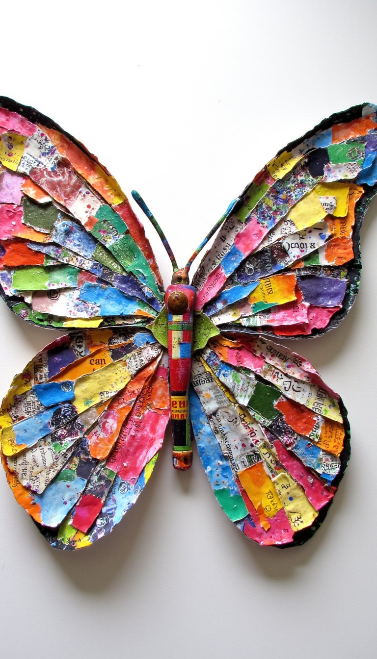 12. Upcycled Magazine Page Butterfly Collage