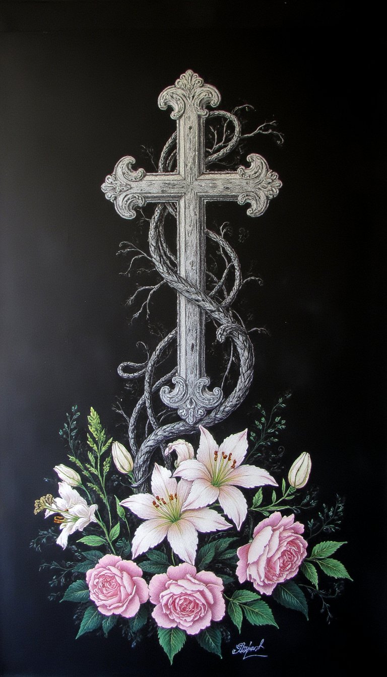 7. An Elegant Cross with Florals