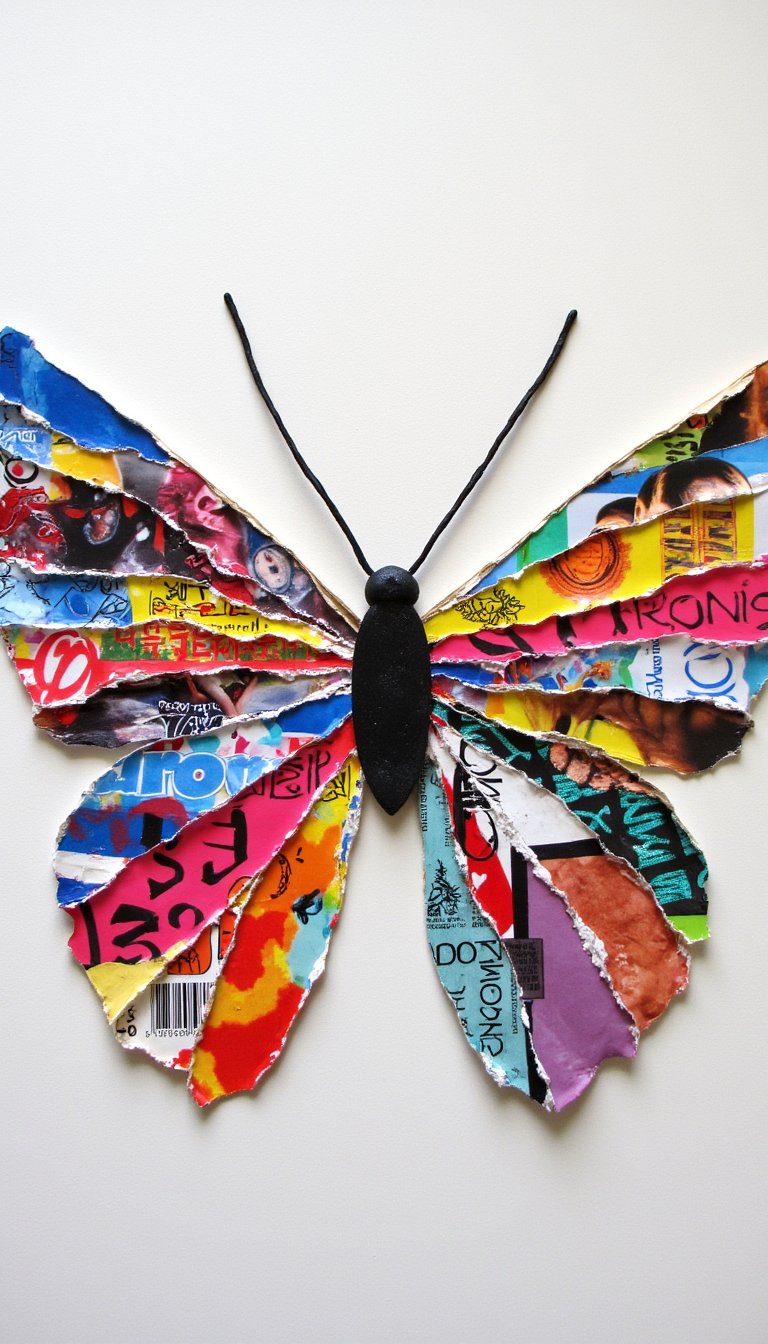 12. Collage Butterfly with Magazine Scraps