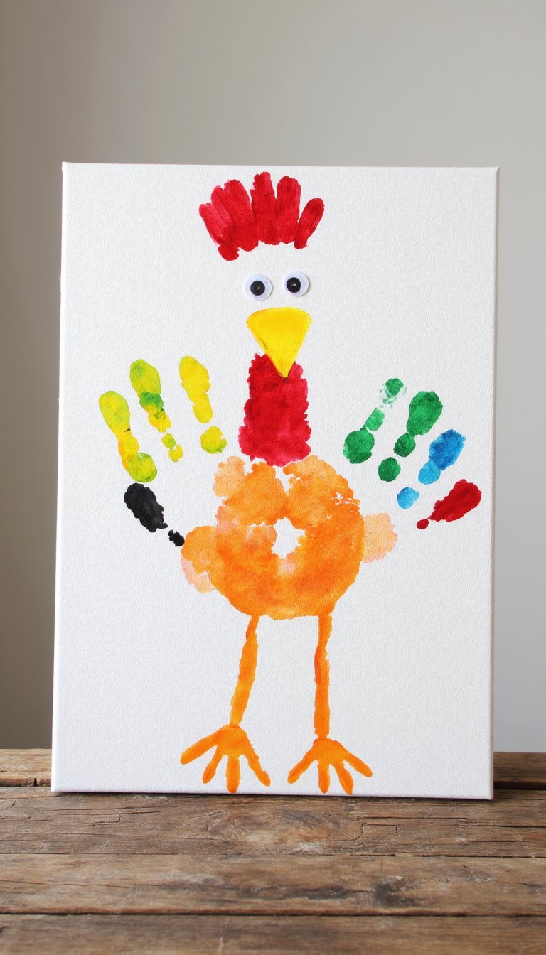 3. Handprint Rooster Canvas
