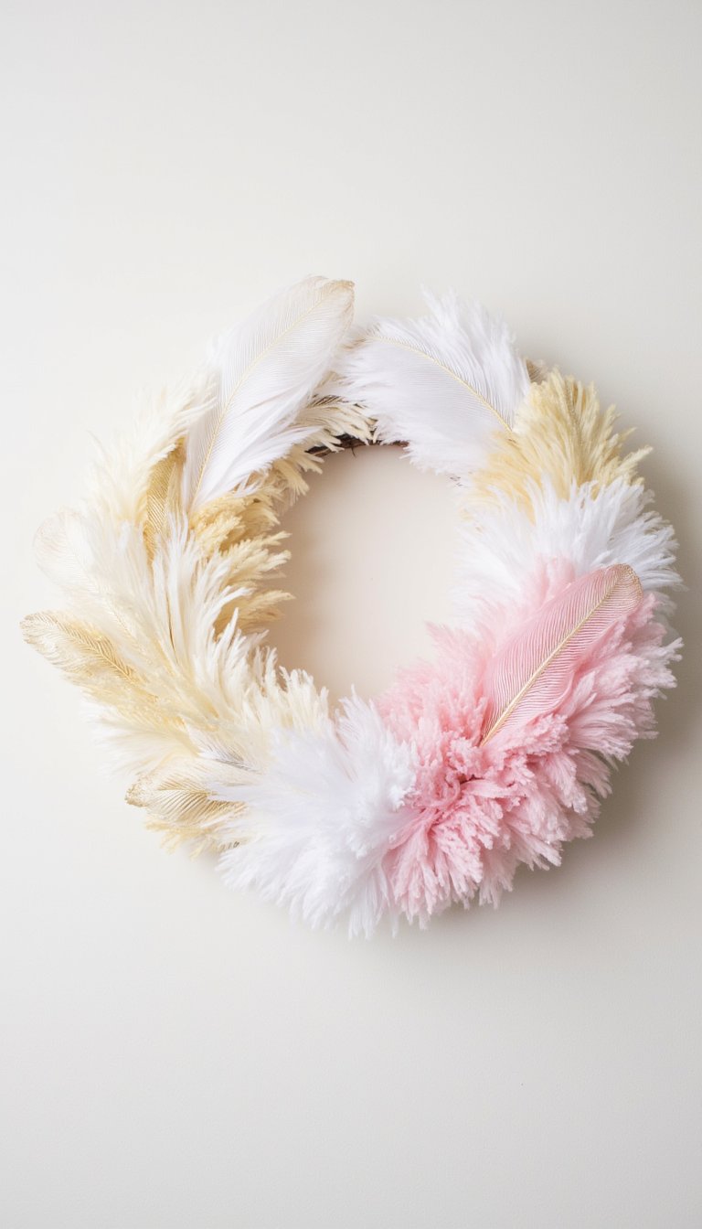 23. Glitter-Dipped Feather Wreath