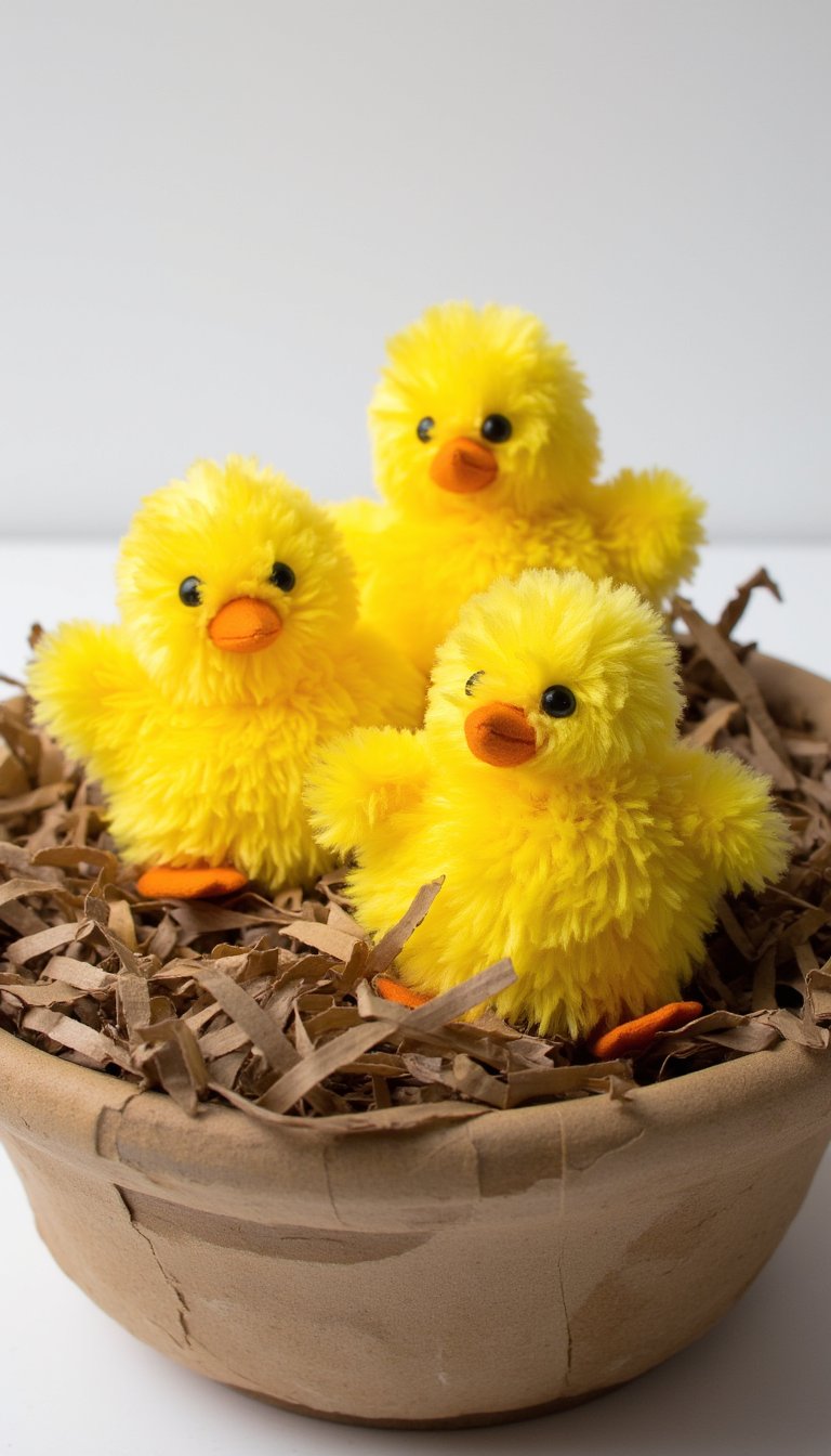 12. Pom-Pom Chicks in a Nest
