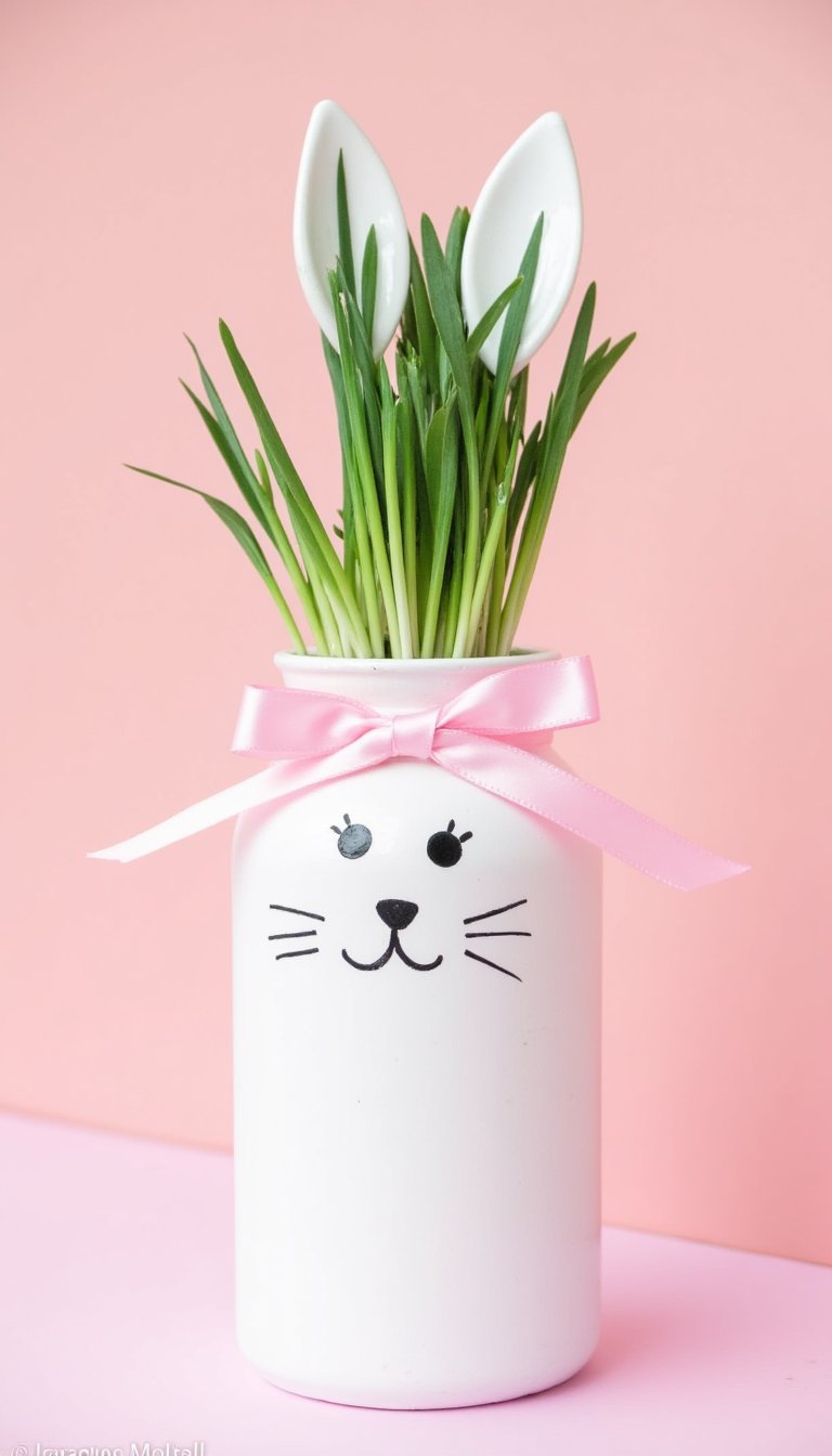 7. Upcycled Bottle Bunny Vases