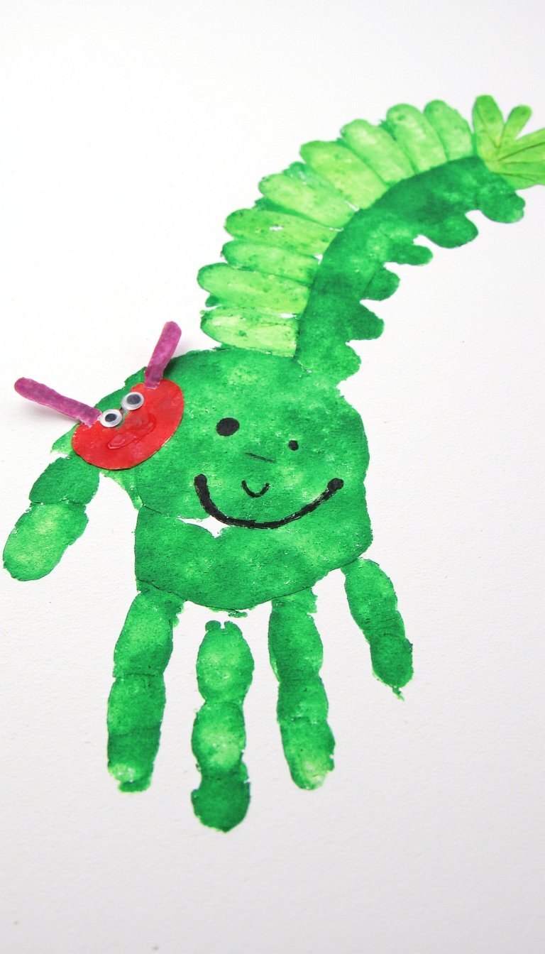 6. The “Very Hungry” Handprint Caterpillar