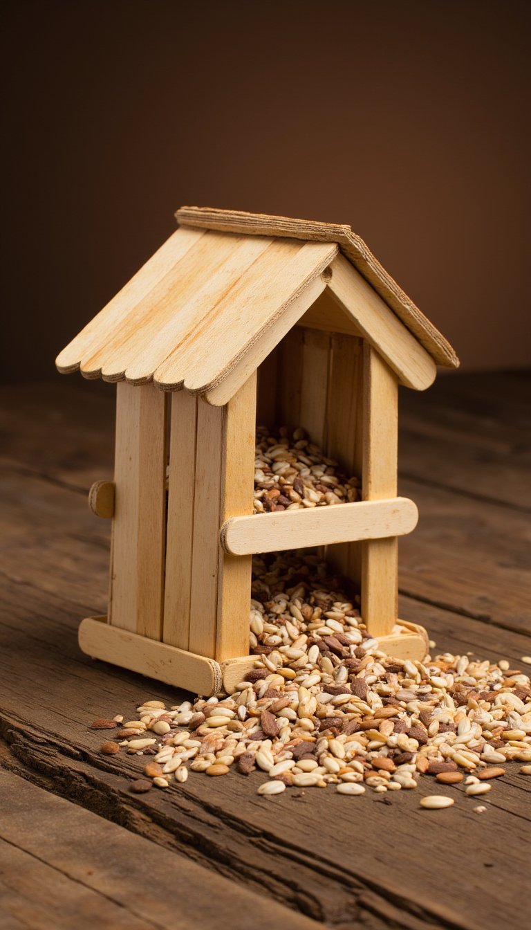 22. Popsicle Stick Bird Feeder