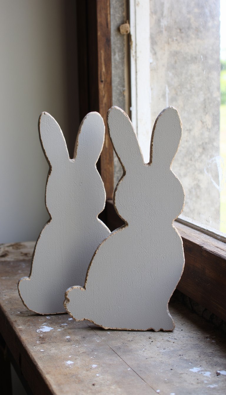 10. Primitive Bunny Silhouettes on Wood