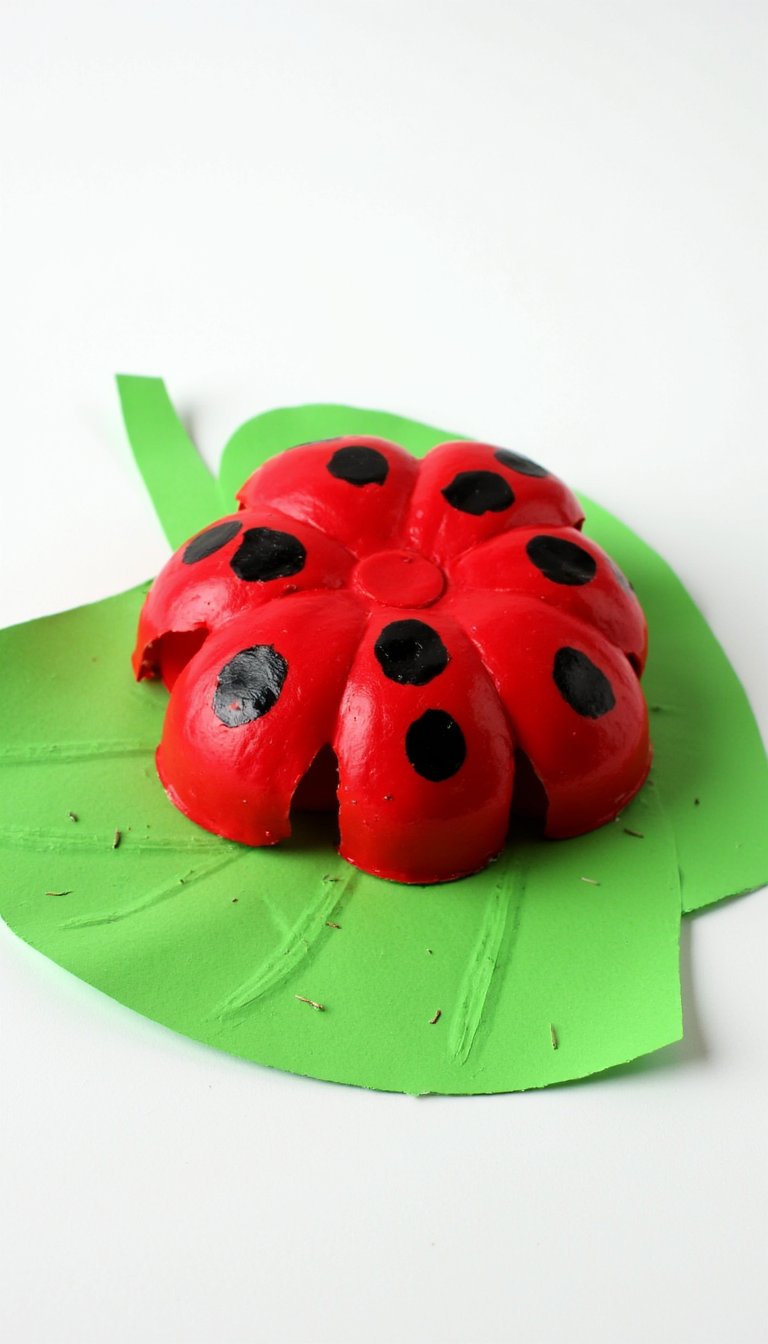 7. Recycled Bottle Cap Ladybugs