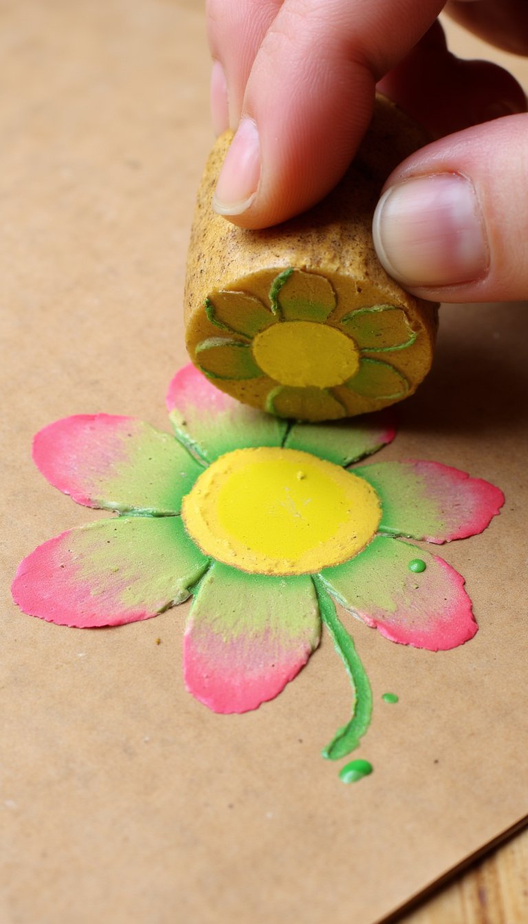 15. Potato Stamp Gift Wrap