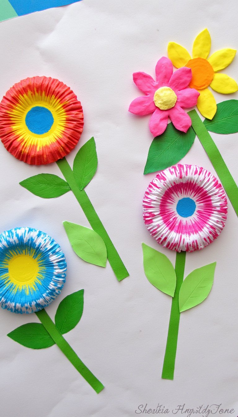 15. Cupcake Liner Painted Flowers