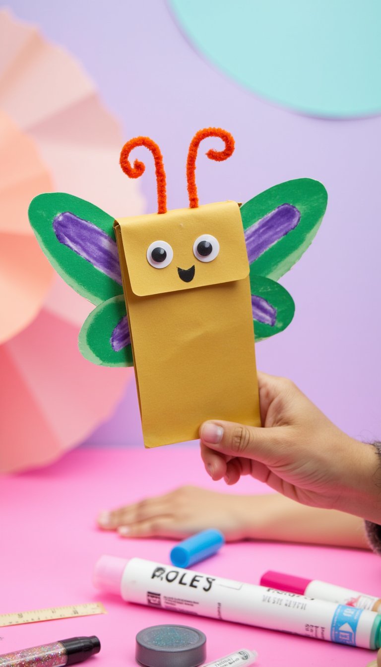 14. Paper Bag Butterfly Puppets