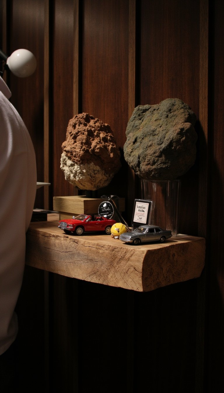 18. Rustic Floating Shelf for His Collectibles