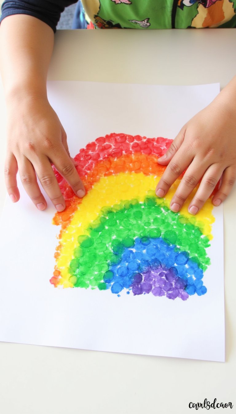 4. Bubble Wrap Printing Rainbows