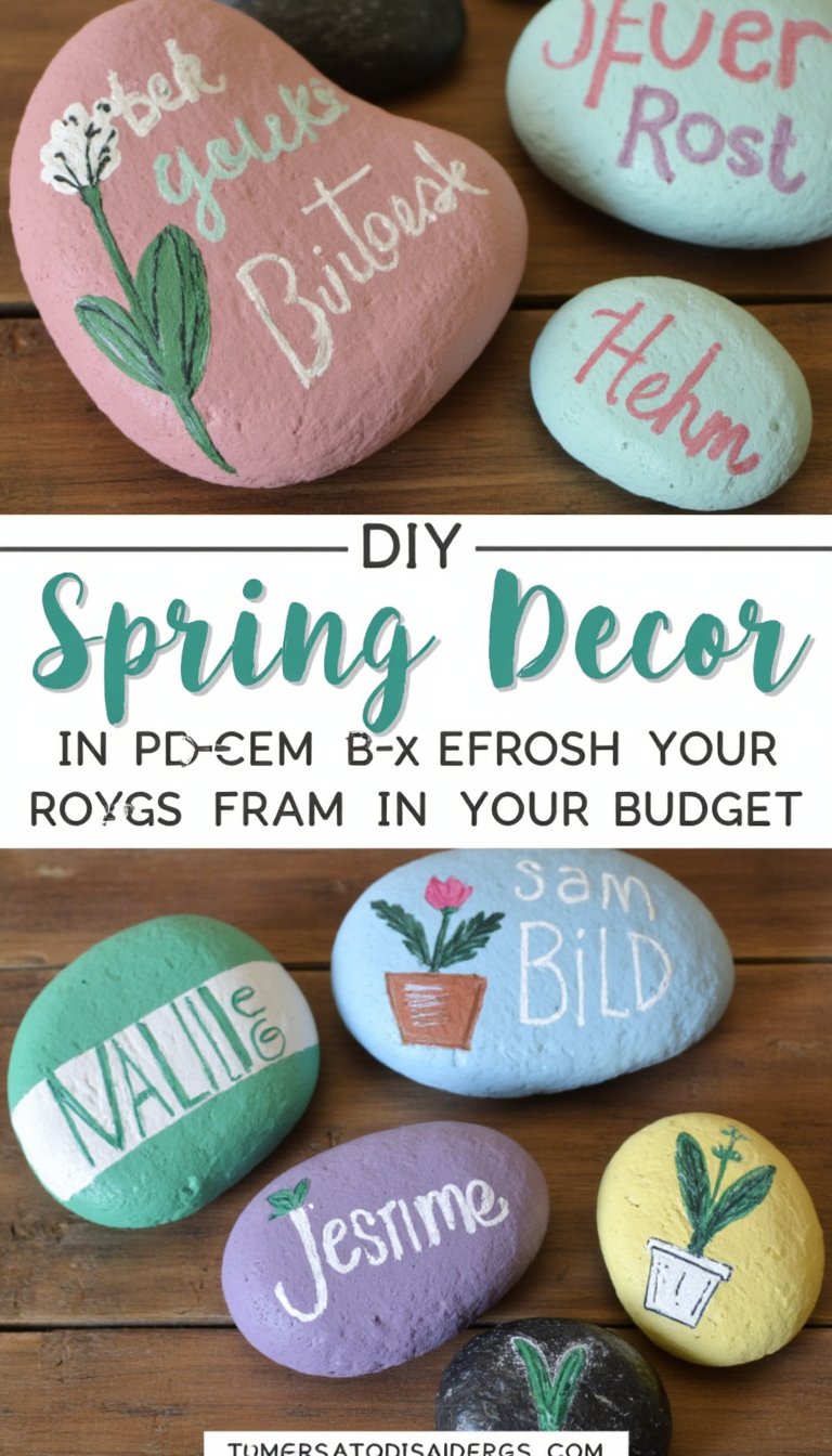 10. Painted River Rock Garden Markers