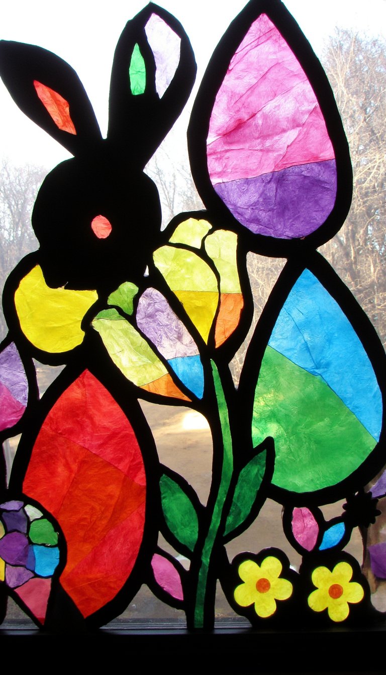 3. Stained Glass Effect with Tissue Paper