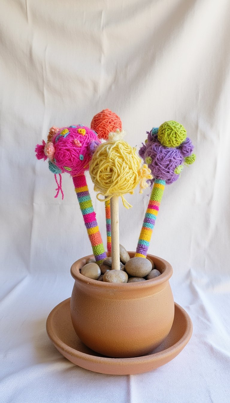 8. Yarn-Wrapped Mini Maypoles
