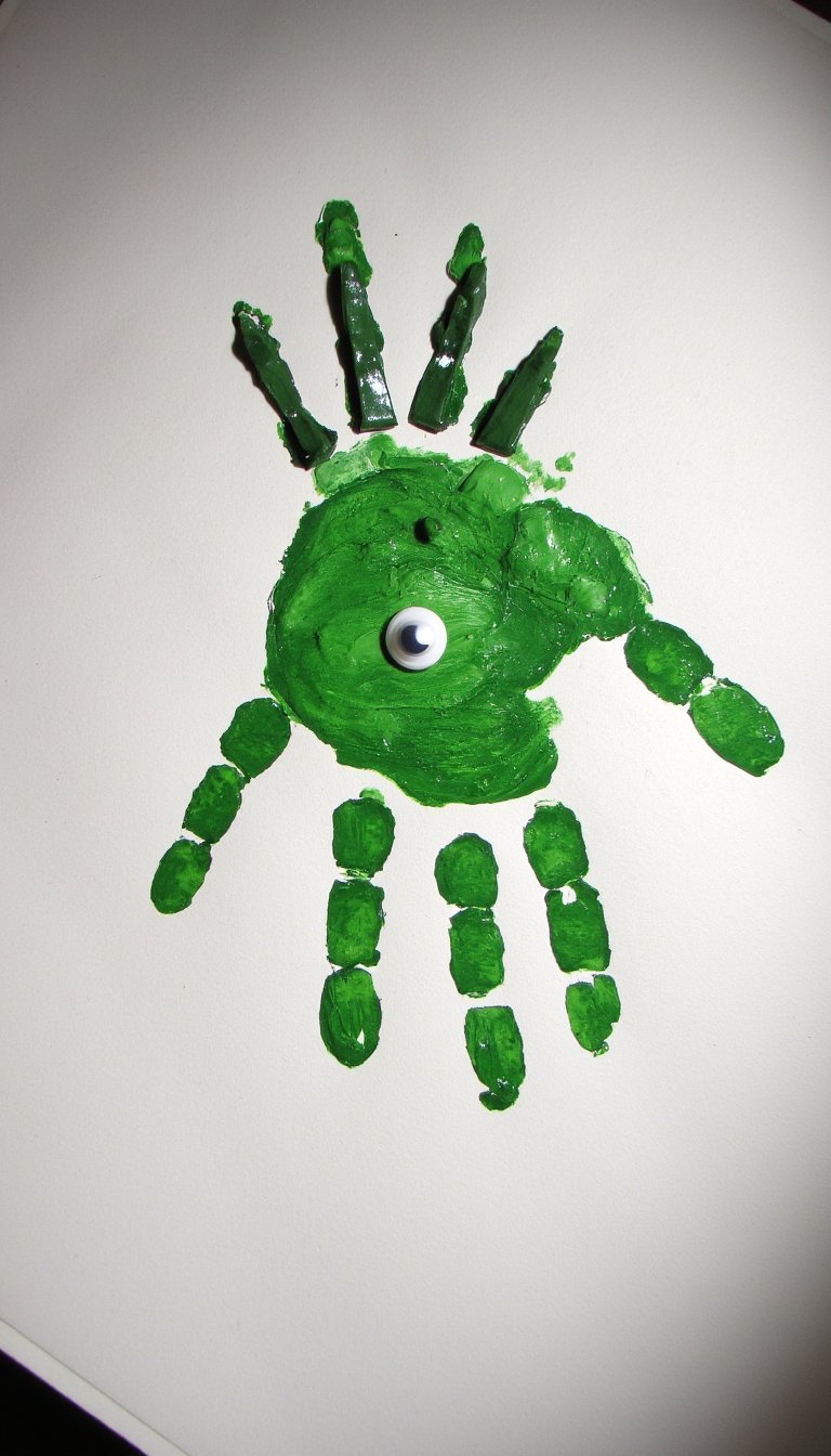 2. The Fierce (But Friendly) Handprint Dinosaur