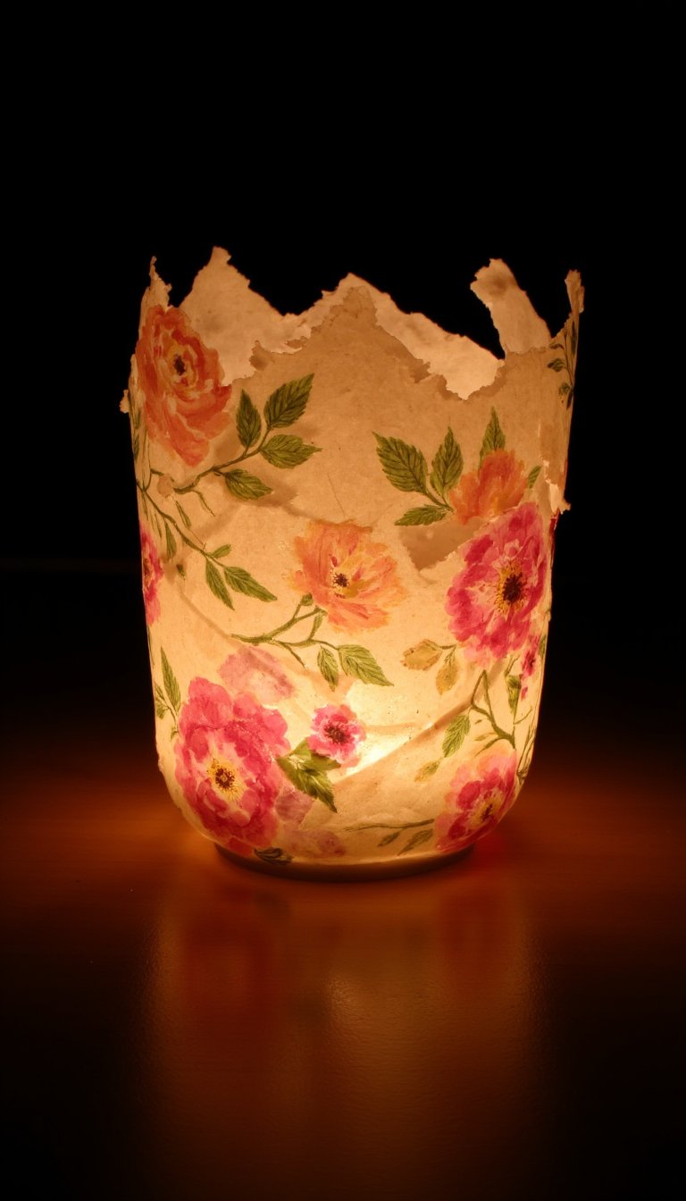 5. Decoupage Floral Votives