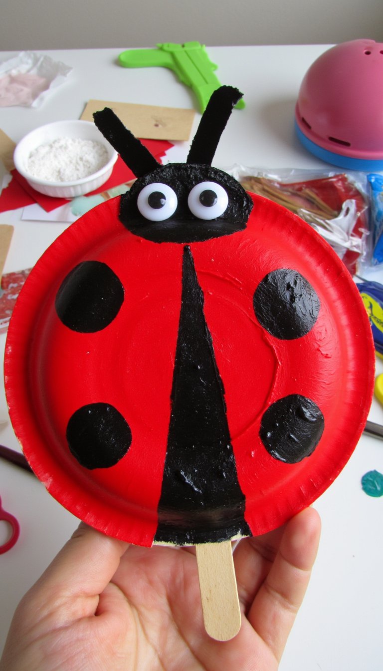 1. Paper Plate Ladybug Puppets