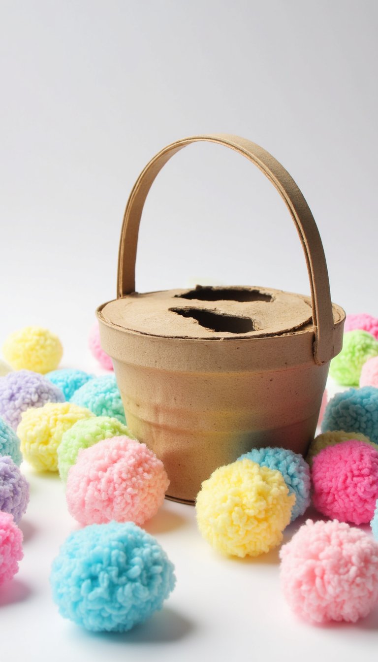7. Pompom Drop Easter Basket