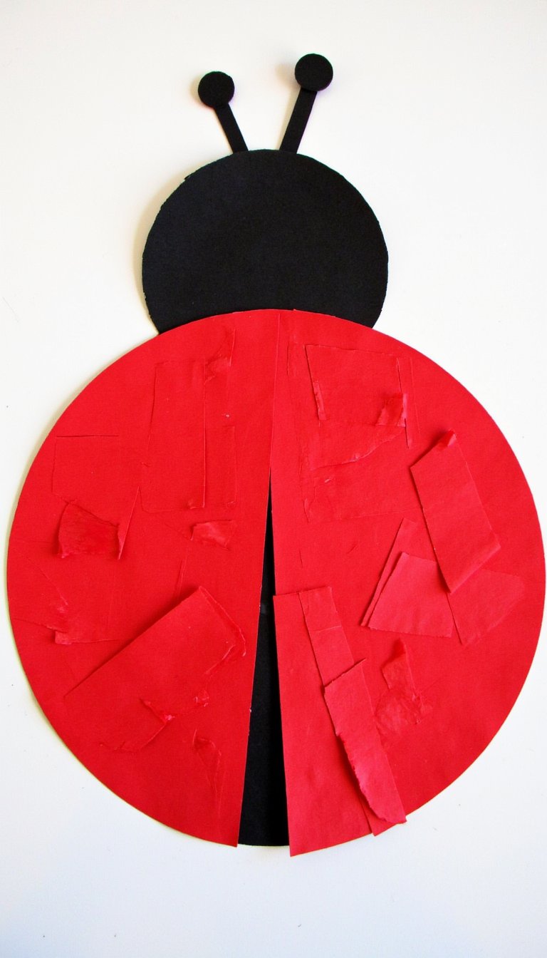 14. Collage Ladybug with Torn Paper