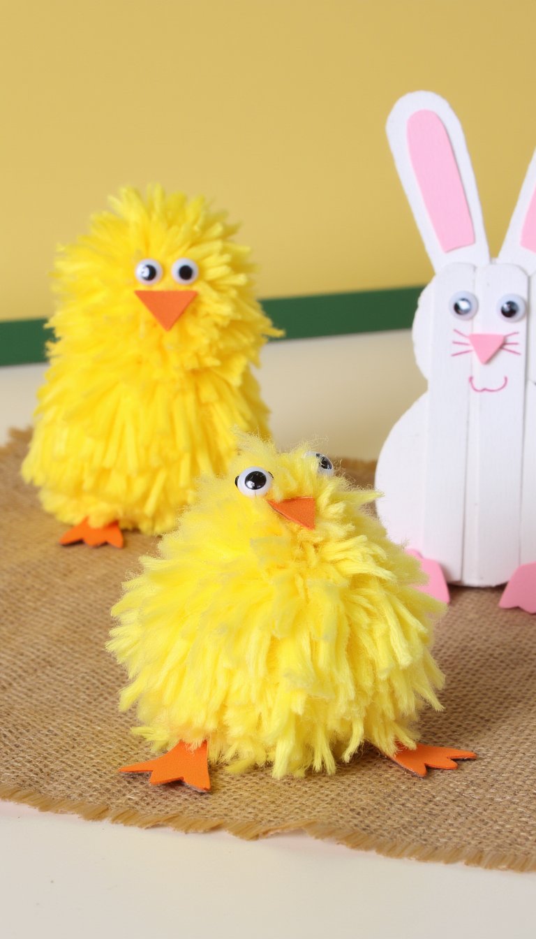 9. Popsicle Stick Chicks & Bunnies
