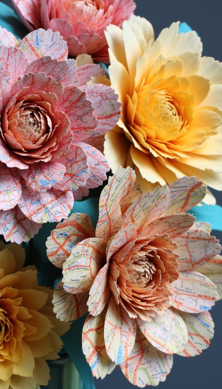 16. Map Paper Blossoms