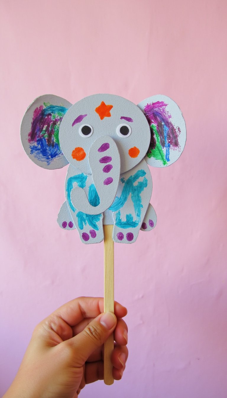 7. Elephant Puppet on a Stick