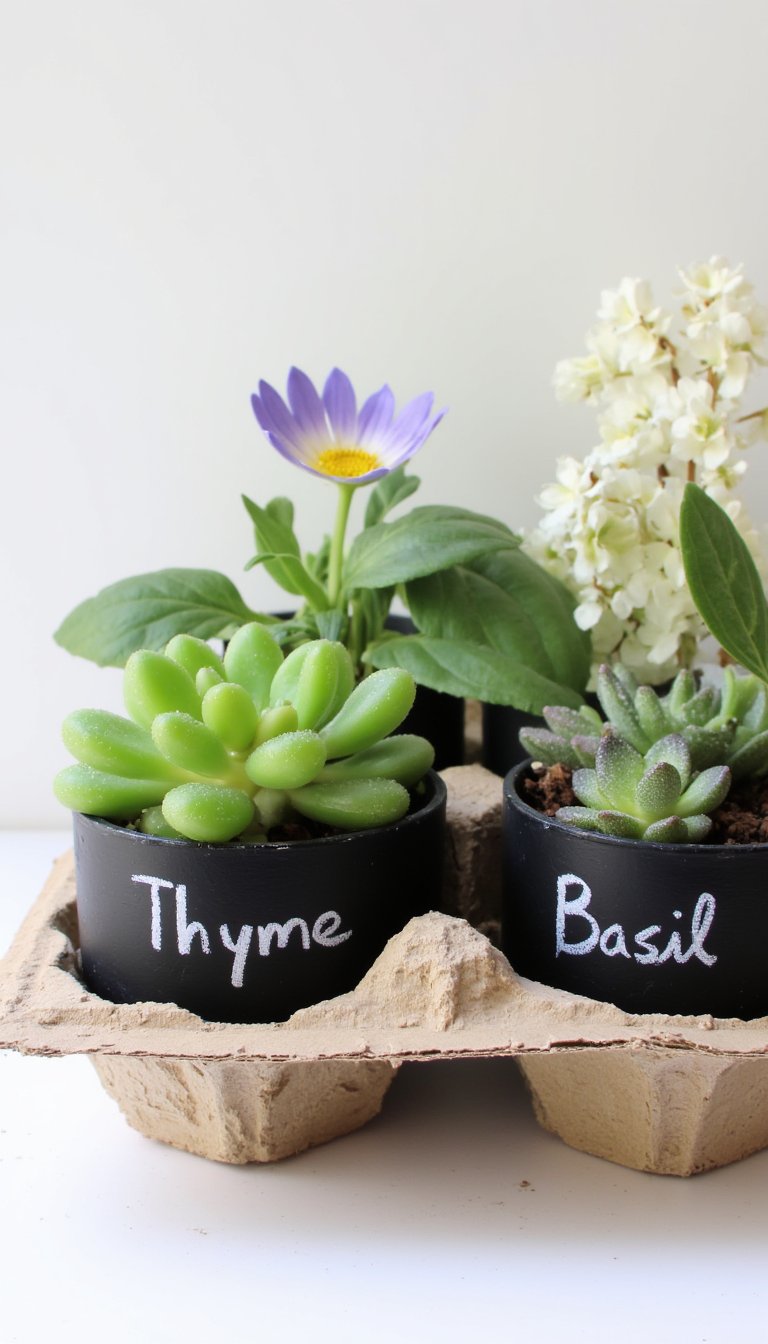 9. Chalkboard Paint Egg Carton Garden